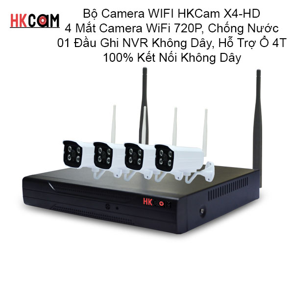 HKCAM X4-HD - BỘ ĐẦU GHI NVR + 4 CAMERA WIFI 720P